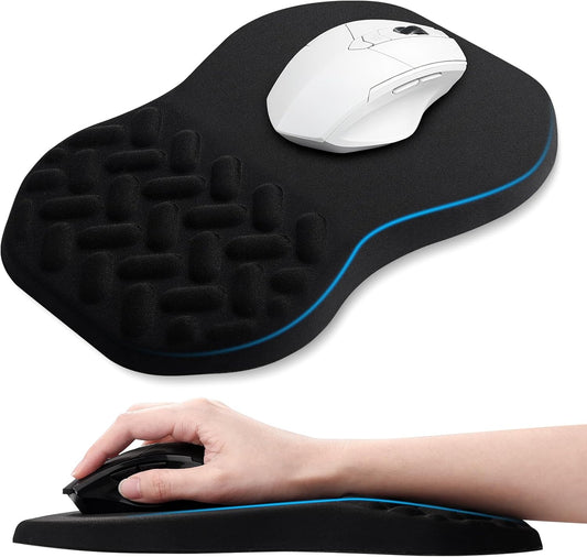 -Ergonomic Mouse Pad Wrist Support with Massage Design, Relieve Wrist Pain Mousepad, Wrist Rest Pain Relief Mousepad with Memory Foam&Non-Slip PU Base, Carpal Tunnel Syndrome (Black)