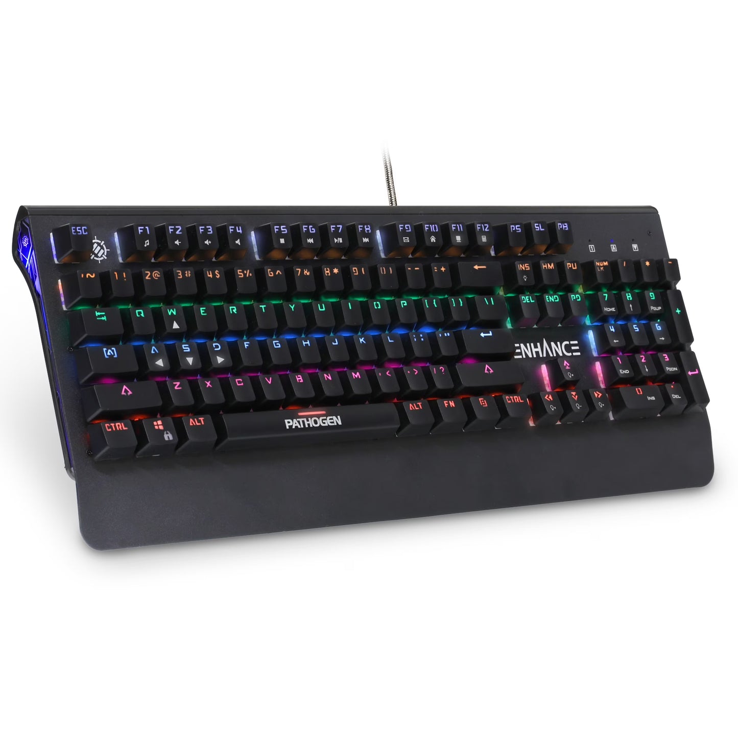 Gaming Keyboard W/ Blue Tactile Mechanical Switches - Rainbow LED with 7 Effects