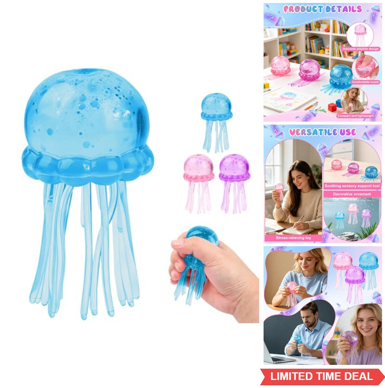 Jellyfish Squeeze Toy Blue Slow Rebound Stress Relief Squishy Portable Party