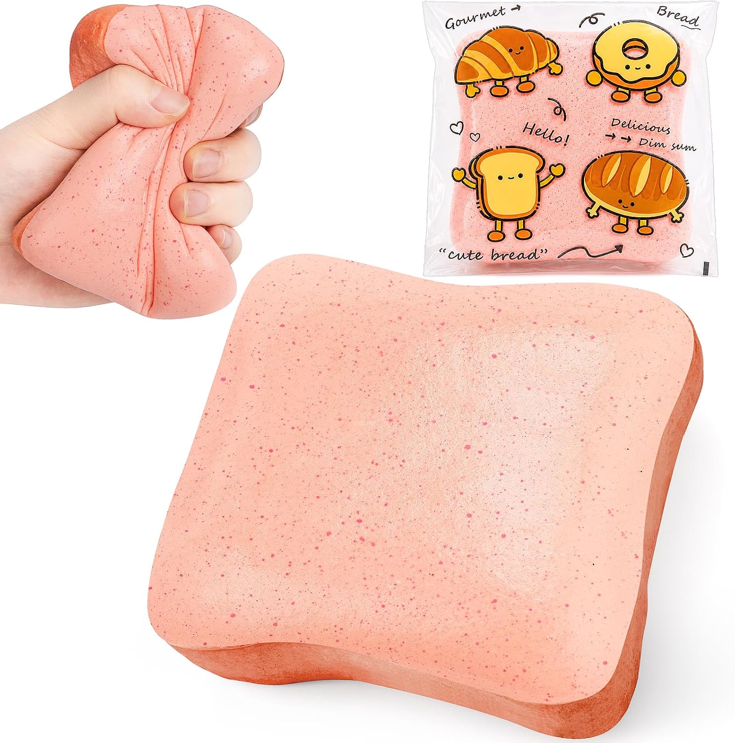 Bread Butter Squishy Slow Rising Squeeze Toys,Sensory Fidget Stress Relief Squishies,Soft Realistic Fidget Toys Anxiety Relief Party Favors Butter Squishy Bread for Kids＆Adult（Pink）