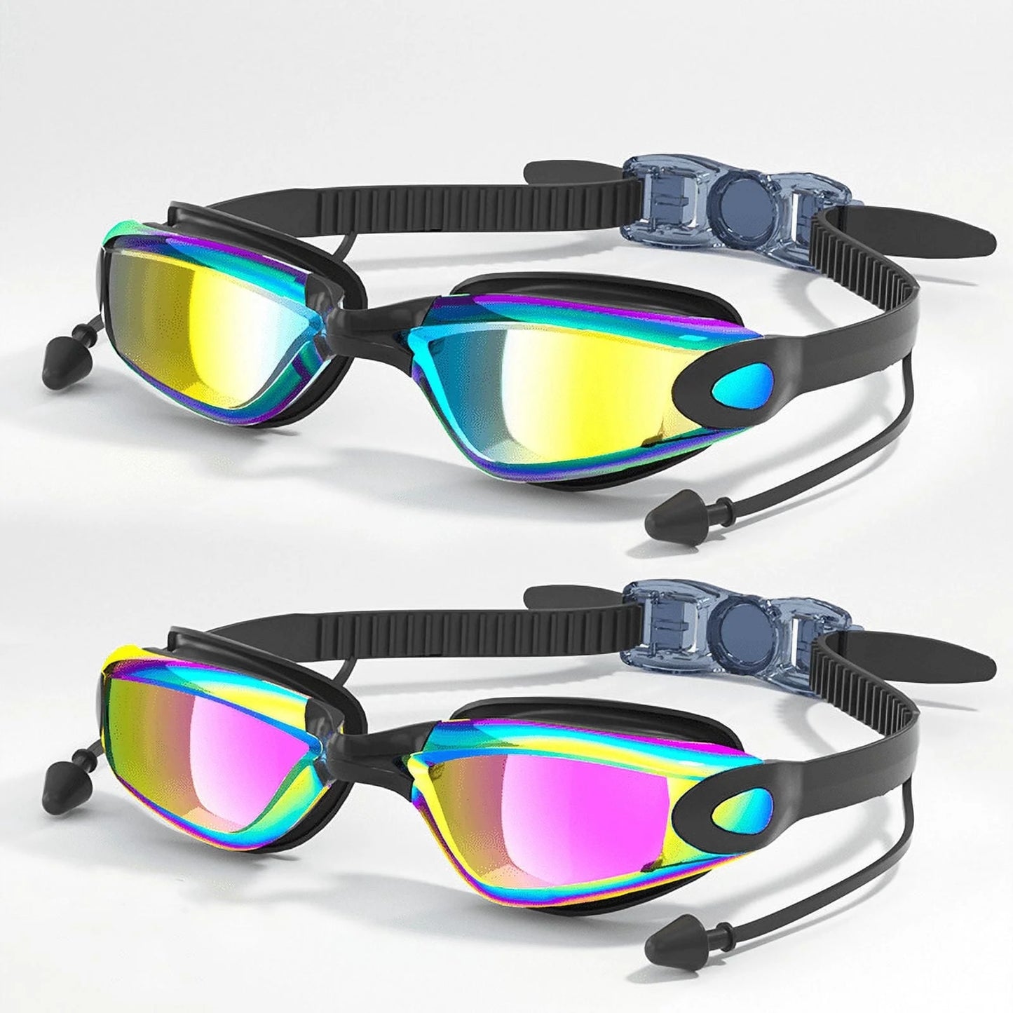 Swim Goggles, 2 Pack Anti-Fog No Leaking Anti-Uv Silicone Swimming Goggles Clear Vision Silicone Swimming Goggles for Kids Women Men Teen Youth