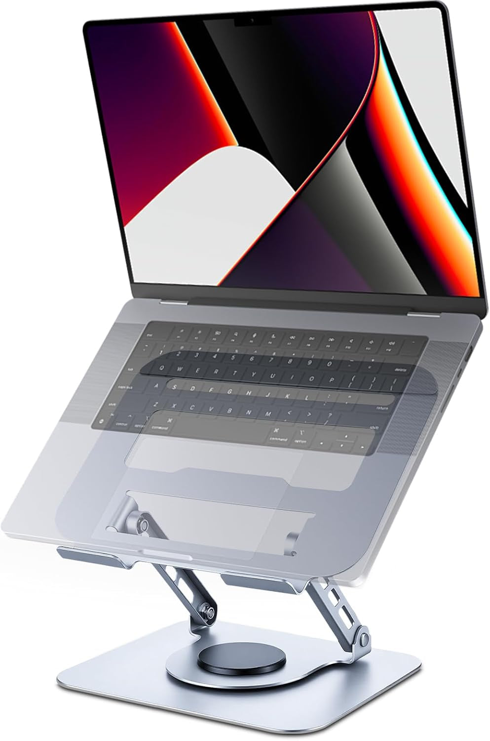 Ergonomic Laptop Stand for Desk, 360° Rotating Aluminum Laptop Riser, Adjustable Notebook Holder for Macbook Air/Pro, Dell, HP, Lenovo (10–15.6", Silver) – Not for Gaming Laptops