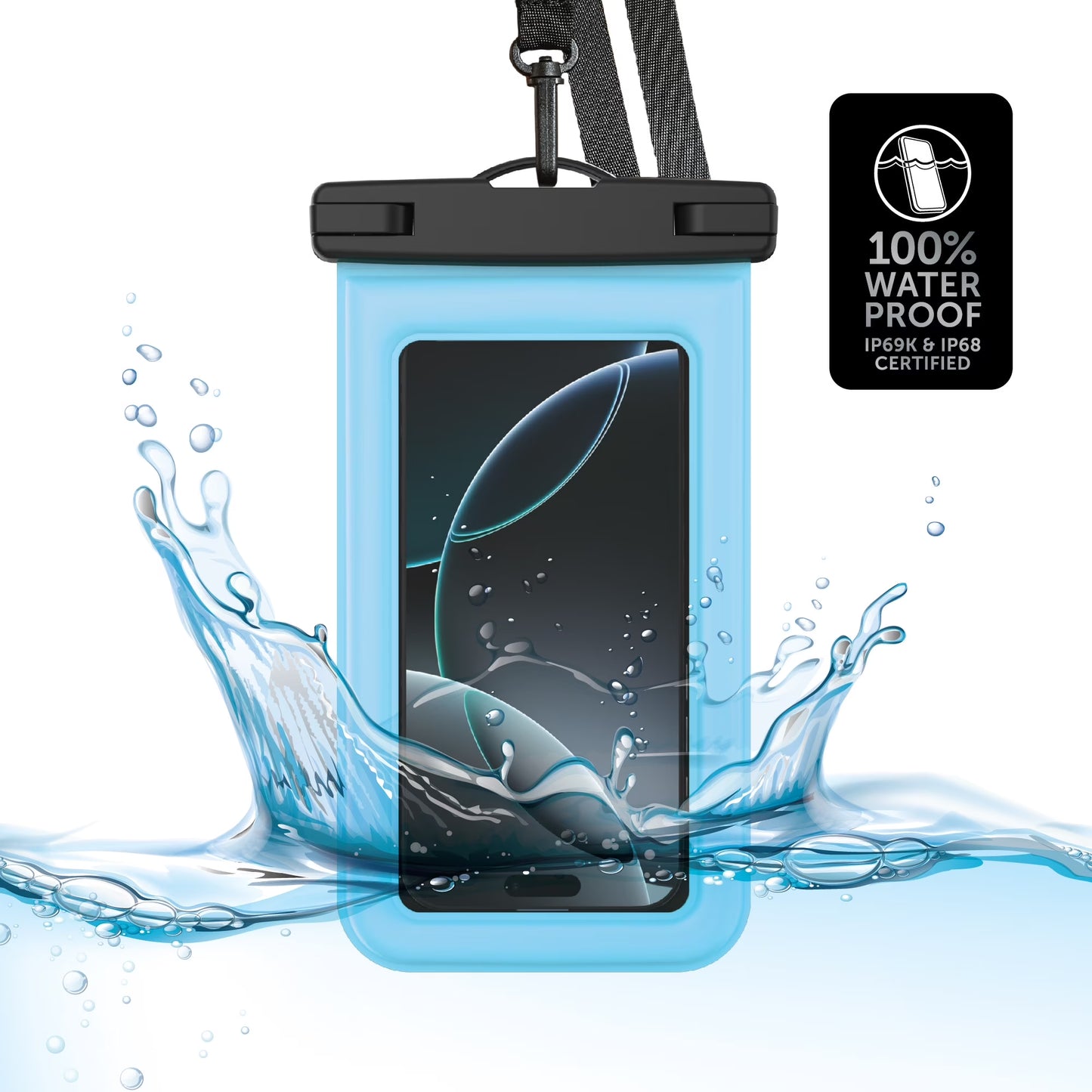 Tidal Waterproof Floating Phone Pouch - Blue/Clear