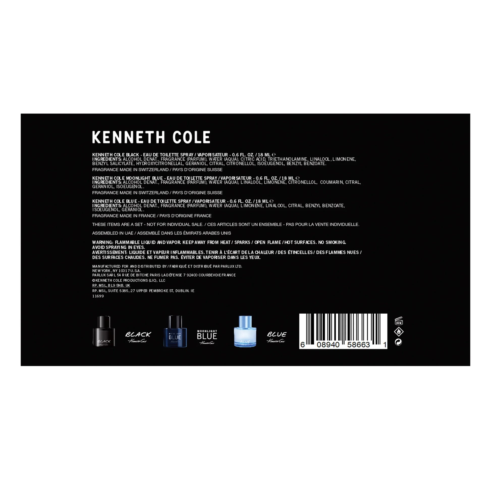 Travel Spray Cologne Gift Set for Men, 3 Pieces