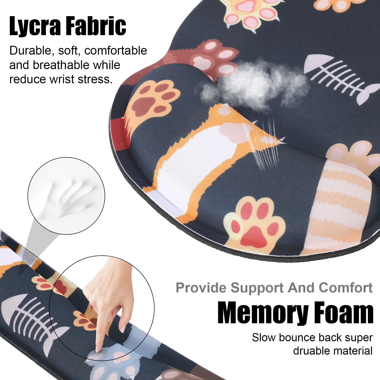 Ergonomic Mouse Pad with Wrist Rest, No Slip Keyboard Wrist Rest and Computer Wrist Support, Memory Foam Wrist Pad with Cup Coaster for Keyboard for Easy Typing and Hand Pain Relief