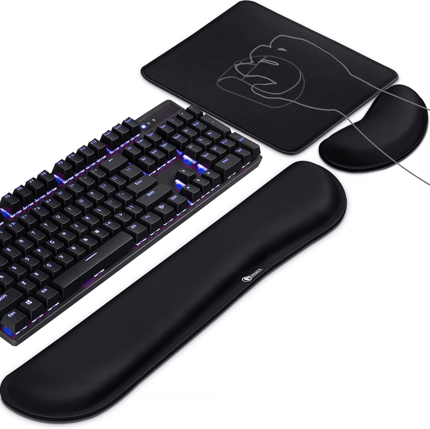 3Pcs Memory Foam Keyboard Wrist Rest, Mouse Pad Wrist Support for Easy Typing Pain Relief, Ergonomic, Comfortable Keyboard Mouse Pad Set for Computer, Laptop, Home & Office