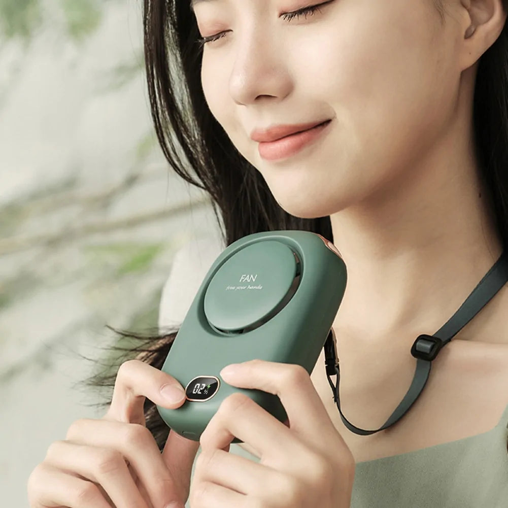 Mini Portable Bladeless Neck Fan 3 Speed Rechargeable 2000mAh Wearable Hands Free Cooling Fan ABS Lightweight Personal Use