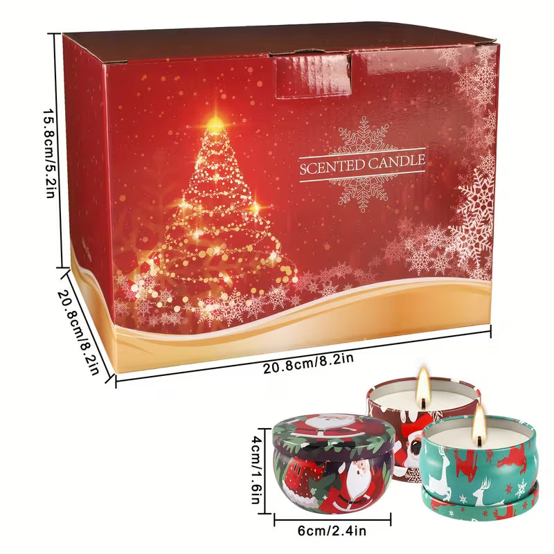 Set of 16 Christmas Candles in 2.5 oz Tins