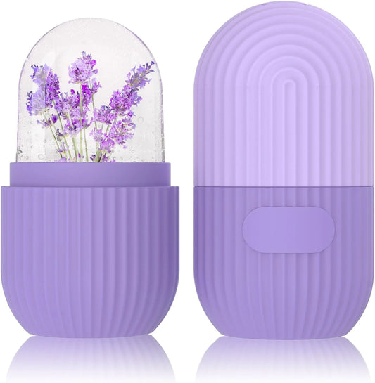Ice Face Roller Silicone Ice Facial Roller for Face Contour Eyes Neck - Purple Beauty Massage Tool Remove Dark Circles Pore Shrink Skin Care