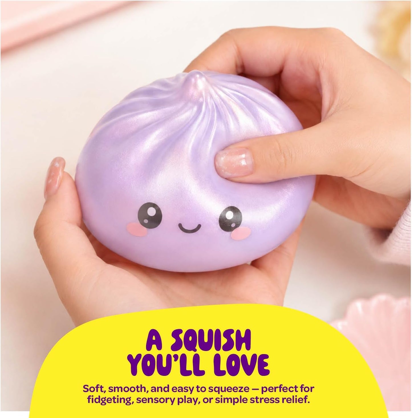 Glitter Dumpling Squishy Mystery Box - UV Color-Changing - Squishies Squeeze Toys - Squishys Big Dumplings Fidget Stress Sensory Toys - Gifts for Kids, Teens, Girls, Boys - Desk Toy (Squishy Dumpling)