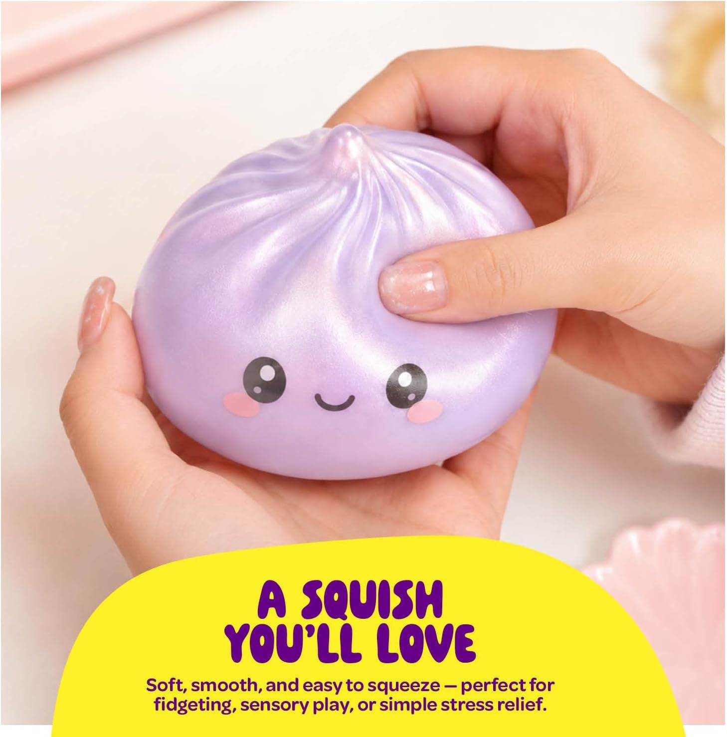 Glitter Dumpling Squishy Mystery Box - UV Color-Changing - Squishies Squeeze Toys - Squishys Big Dumplings Fidget Stress Sensory Toys - Gifts for Kids, Teens, Girls, Boys - Desk Toy (Squishy Dumpling)