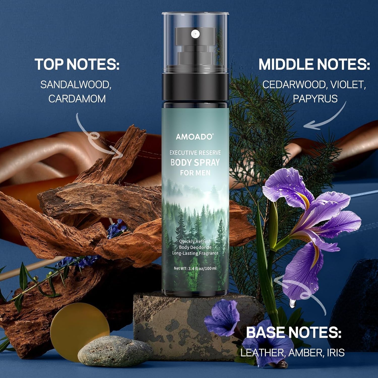 Men’S Body Spray Set – Body Spray for Men,Deodorizing Body Mist Refreshing Spray, Aluminum-Free Cologne for Him, Oriental & Woody Scents,Each 3.4 Fl Oz