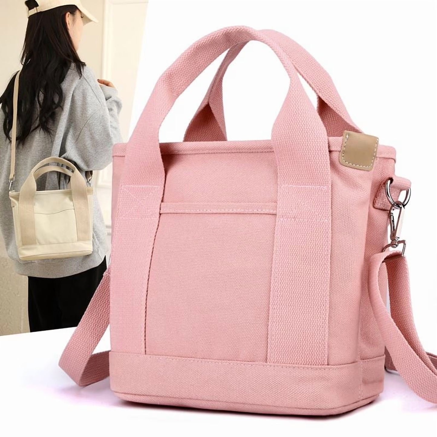 New Large Capacity Multi-Pocket Handbag Women'S Canvas Tote Purses Crossbody Bag Vintage Tote Bags for School