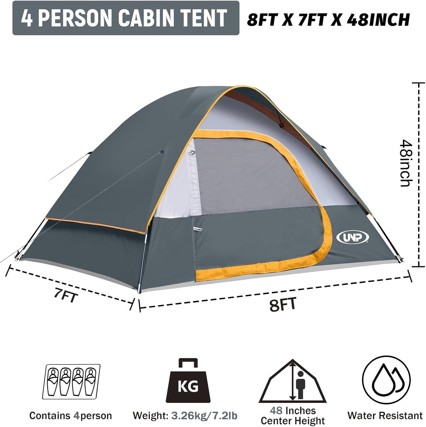 Camping Tent 2-4 Person, Waterproof Windproof Tent with Rainfly Easy Set Up-Portable Dome Tents for Camping…