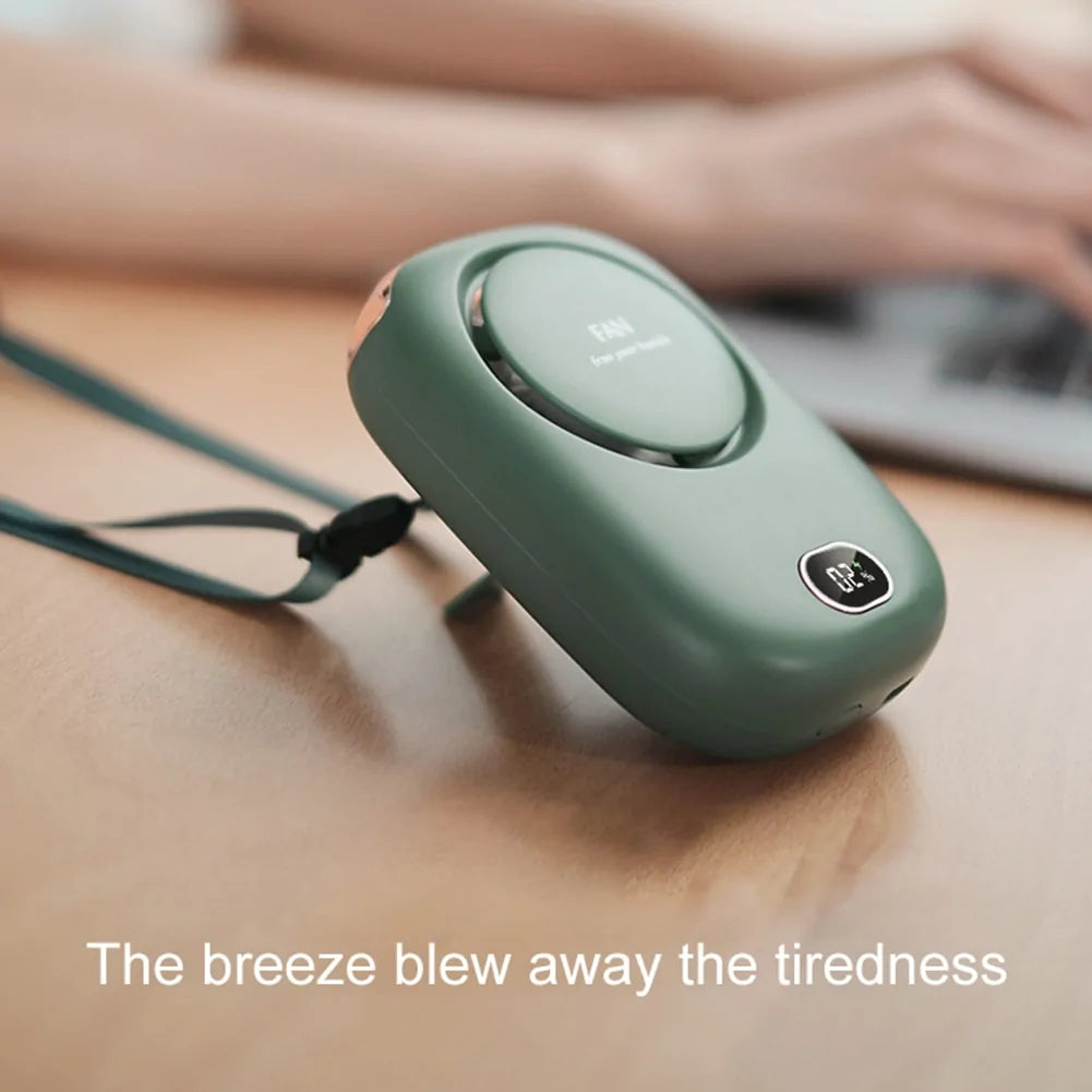 Mini Portable Bladeless Neck Fan 3 Speed Rechargeable 2000mAh Wearable Hands Free Cooling Fan ABS Lightweight Personal Use