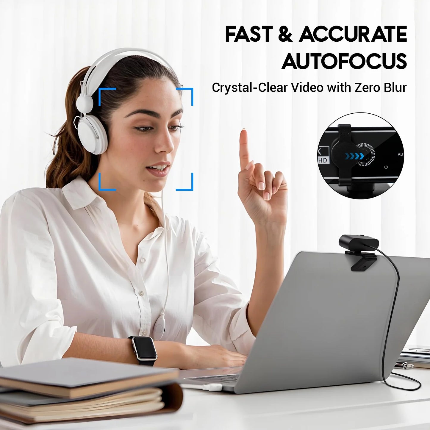 Webcam 4K HD USB Autofocus PC Webcam with Dual Mics for PC Laptop Computer Gaming Streaming Webcam