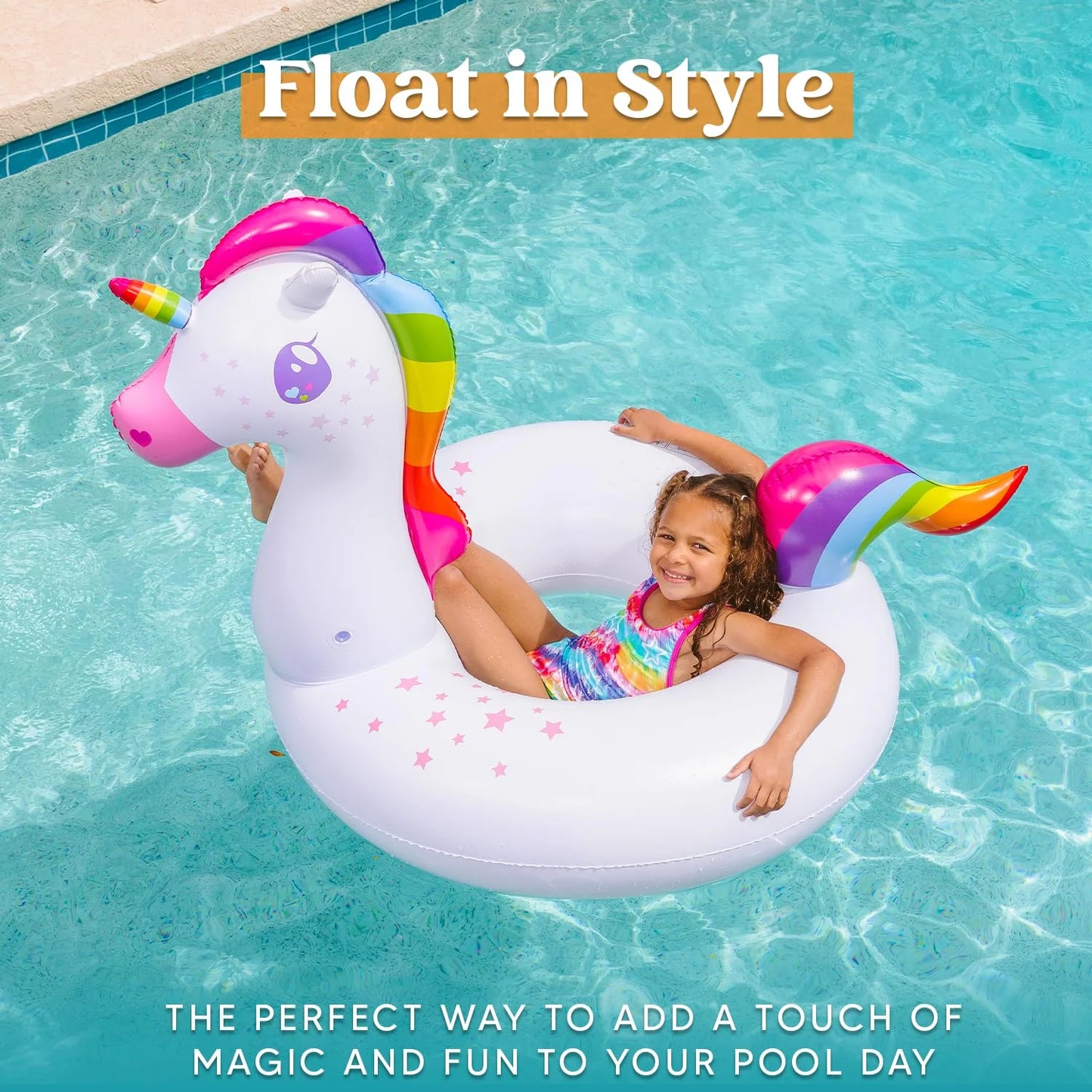 2 Packs Flamingo Unicorn Pool Float, Fun Beach Floaties, Inflatable Swimming Pool Tubes Party Toys, Summer Pool Raft Lounger for Adults & Kids