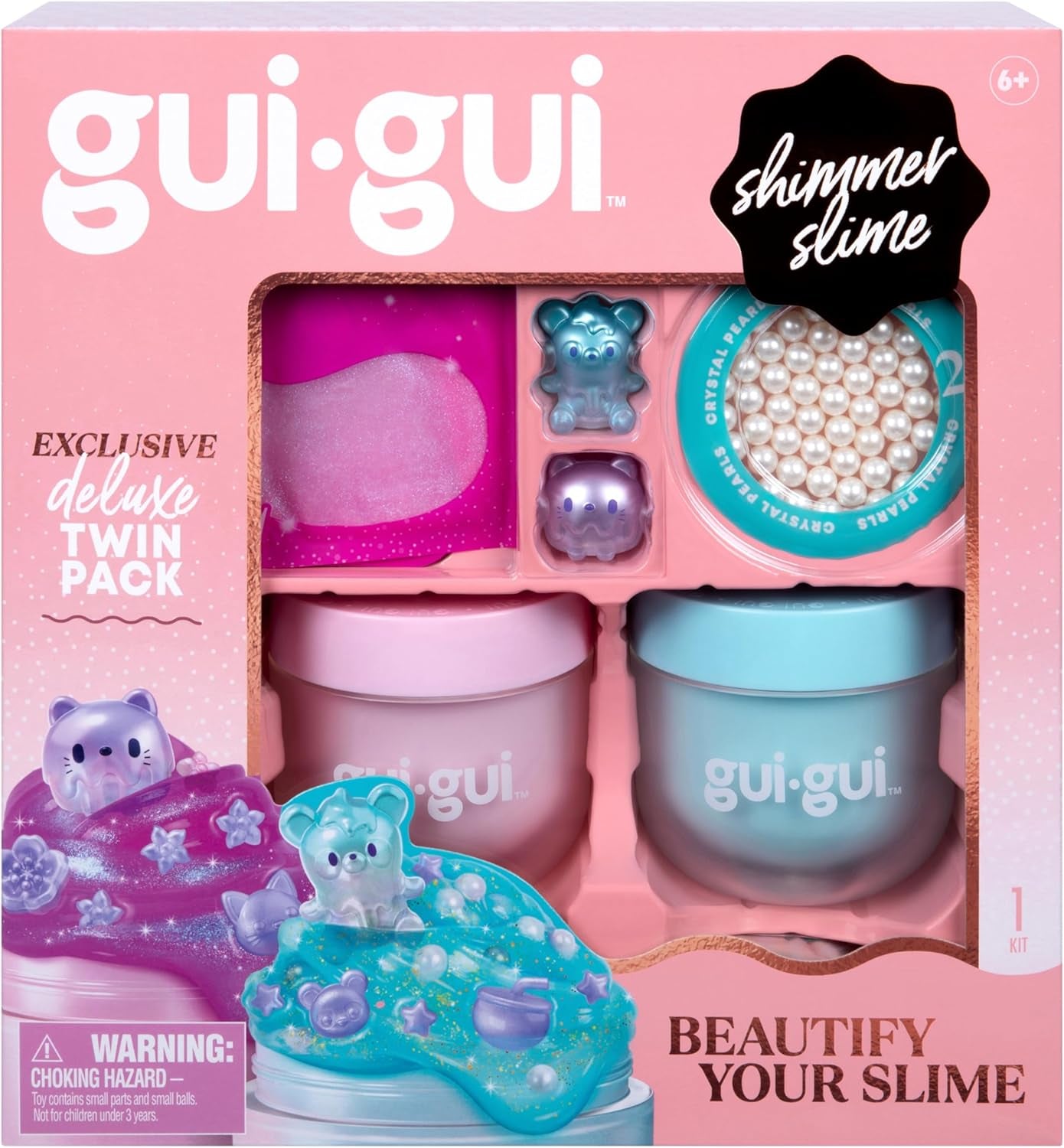 Slime Kit for Kids - Scented Shimmer Deluxe Duo Pack, Iridescent Slime for Kids, 5 Step DIY Process to Customize Your Ultimate Glow-Up, Resealable and Reusable Container, ASMR Experience