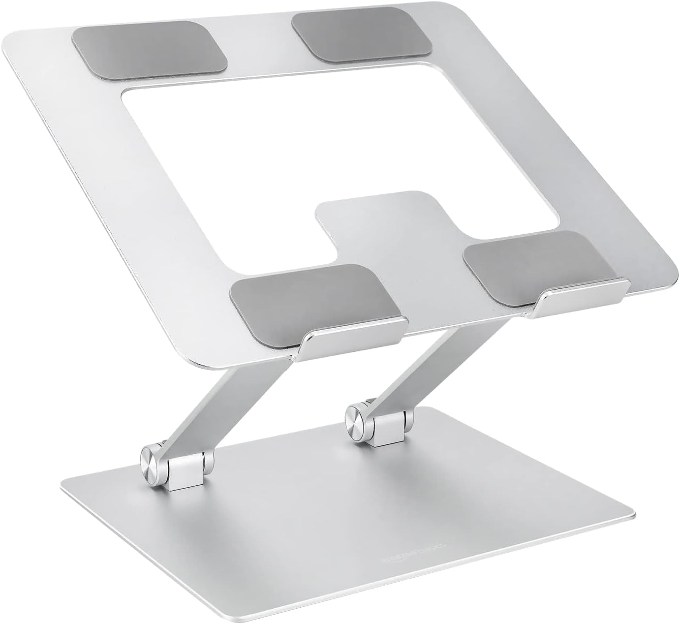 Sturdy and Portable Ergonomic Laptop Stand for Desk, Height Adjustable Riser with Ventilated Cooling, Foldable, Fits All Laptops up to 15.6 Inch, Silver