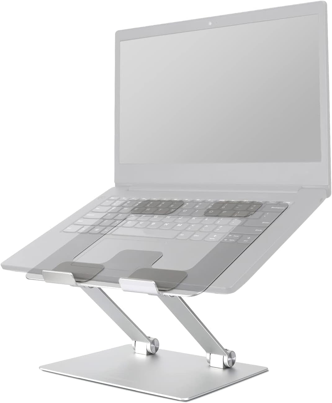 Sturdy and Portable Ergonomic Laptop Stand for Desk, Height Adjustable Riser with Ventilated Cooling, Foldable, Fits All Laptops up to 15.6 Inch, Silver