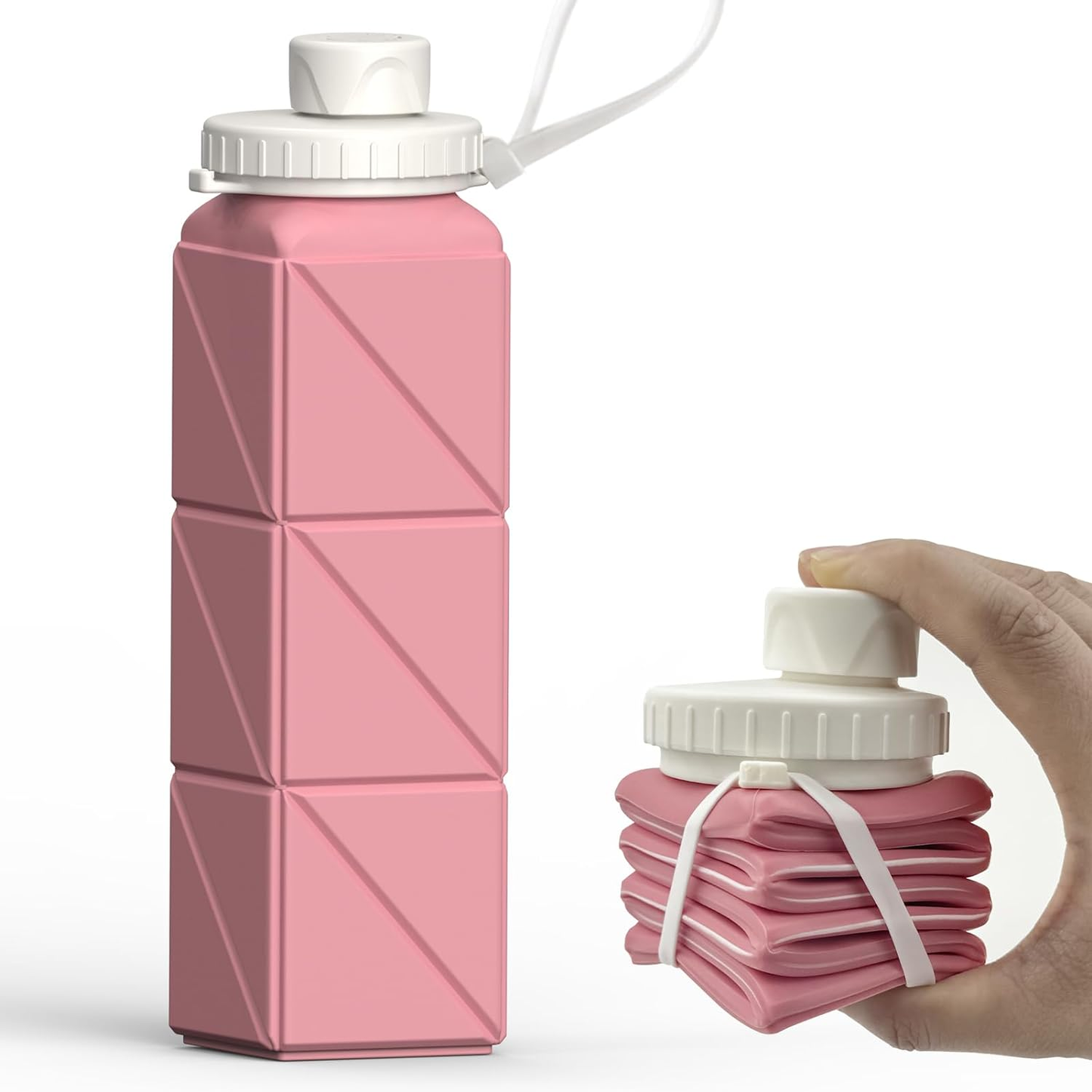 Collapsible Silicone Water Bottle – 20.6 oz, Leakproof, Lightweight, Reusable Travel Bottle