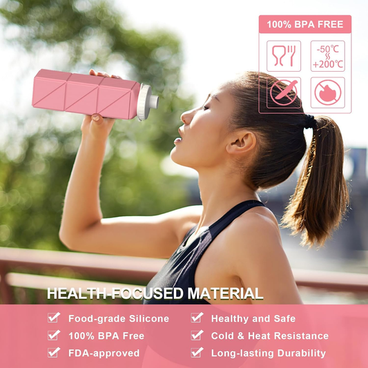 Collapsible Silicone Water Bottle – 20.6 oz, Leakproof, Lightweight, Reusable Travel Bottle