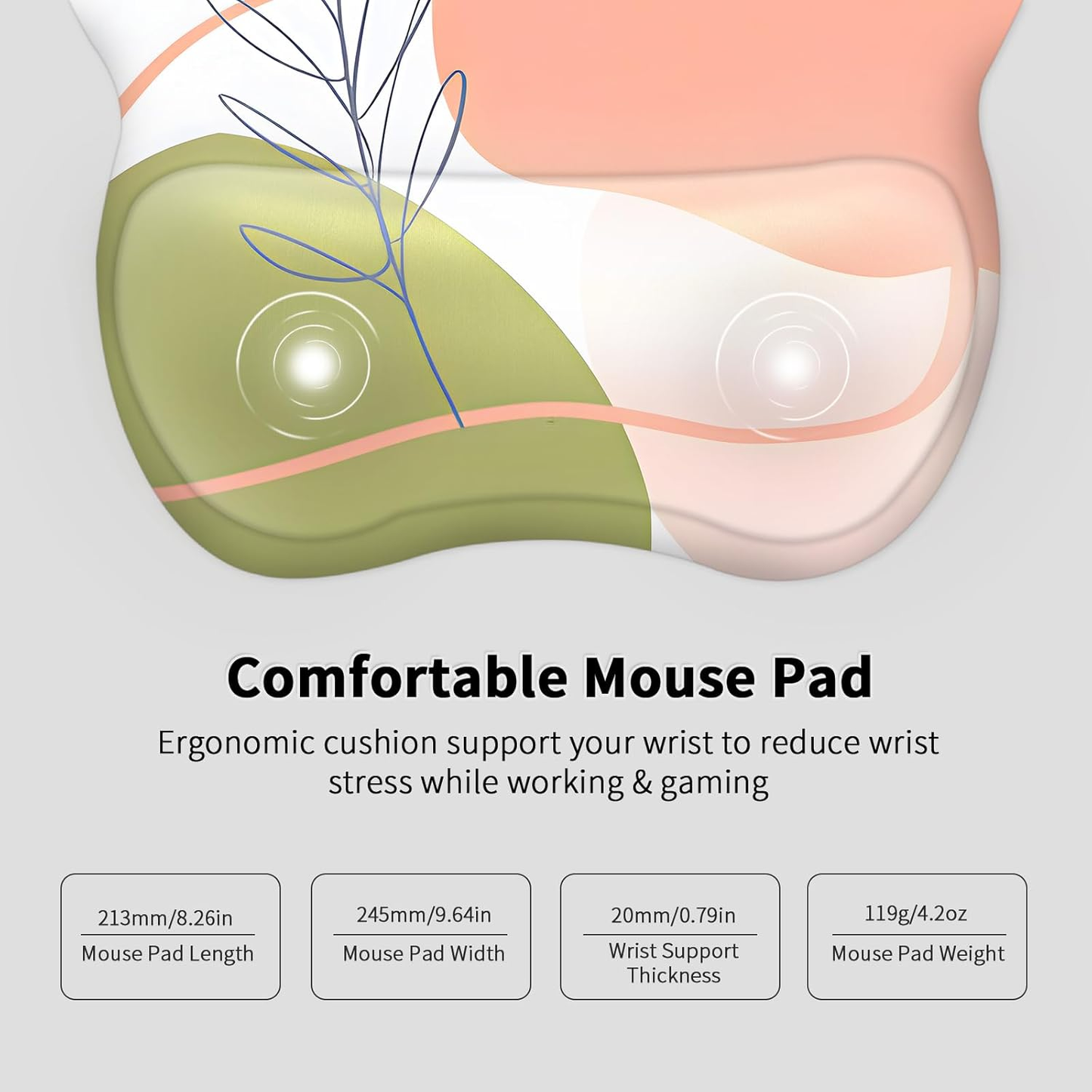 Ergonomic Mouse Pad with Wrist Rest – Memory Foam Support, Non-Slip Base, 9.64" x 8.26"