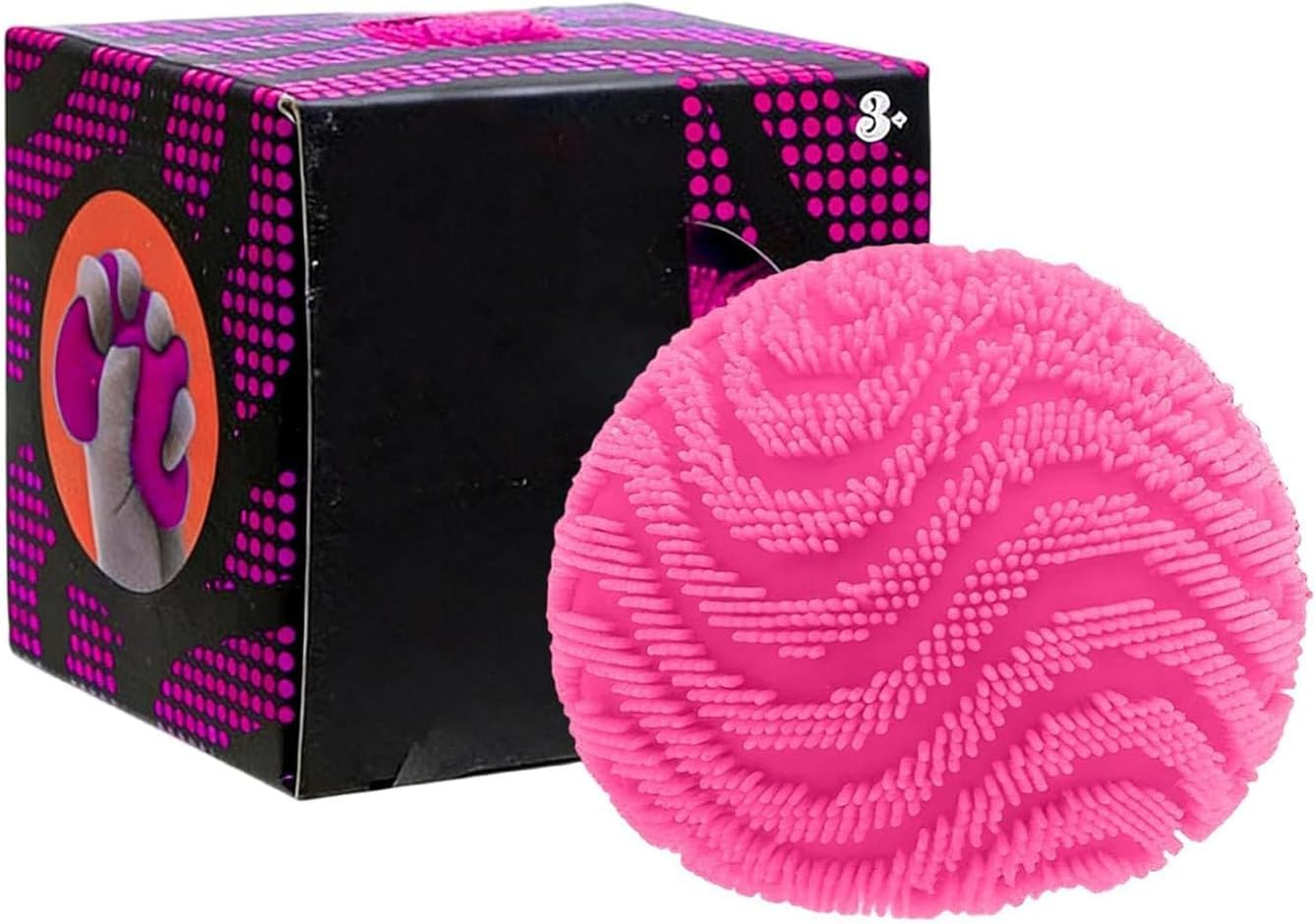 Fuzz Ball Squishy Stress Ball – Soft Fidget Squeeze Ball for Focus & Stress Relief (Pink)