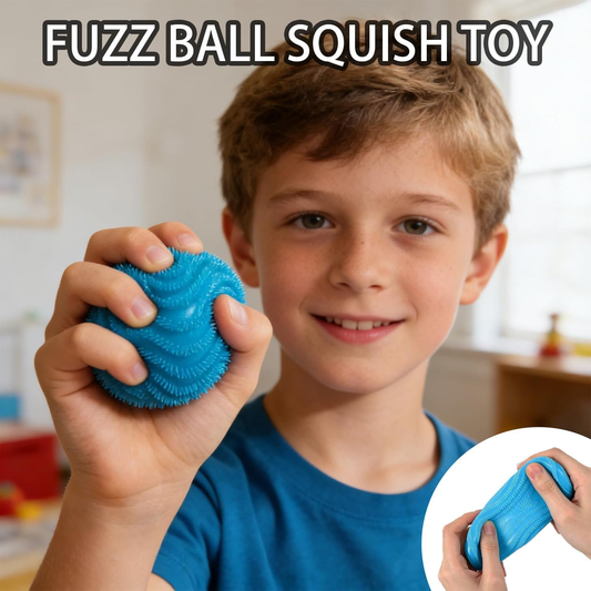 Fuzz Ball Squishy Stress Ball – Soft Fidget Squeeze Ball for Focus & Stress Relief (Pink)