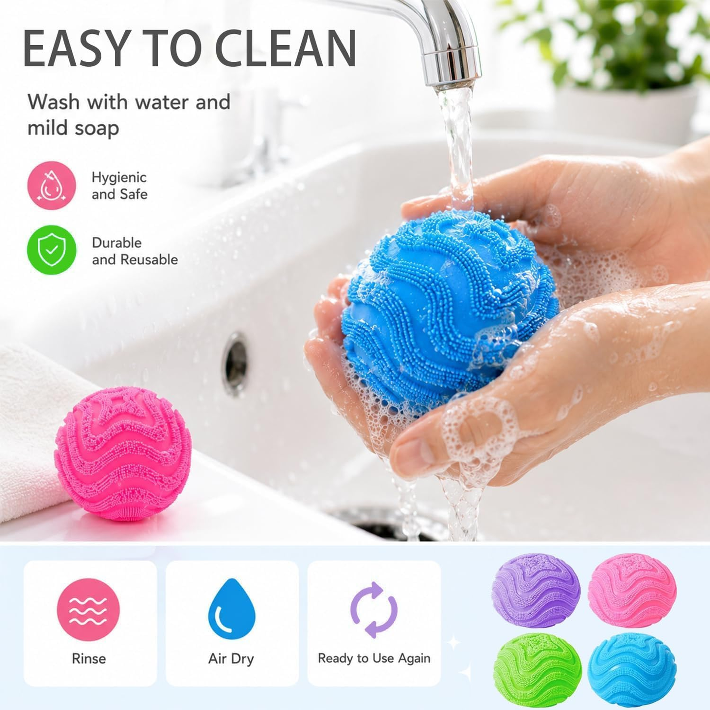 Fuzz Ball Squishy Stress Ball – Soft Fidget Squeeze Ball for Focus & Stress Relief (Pink)