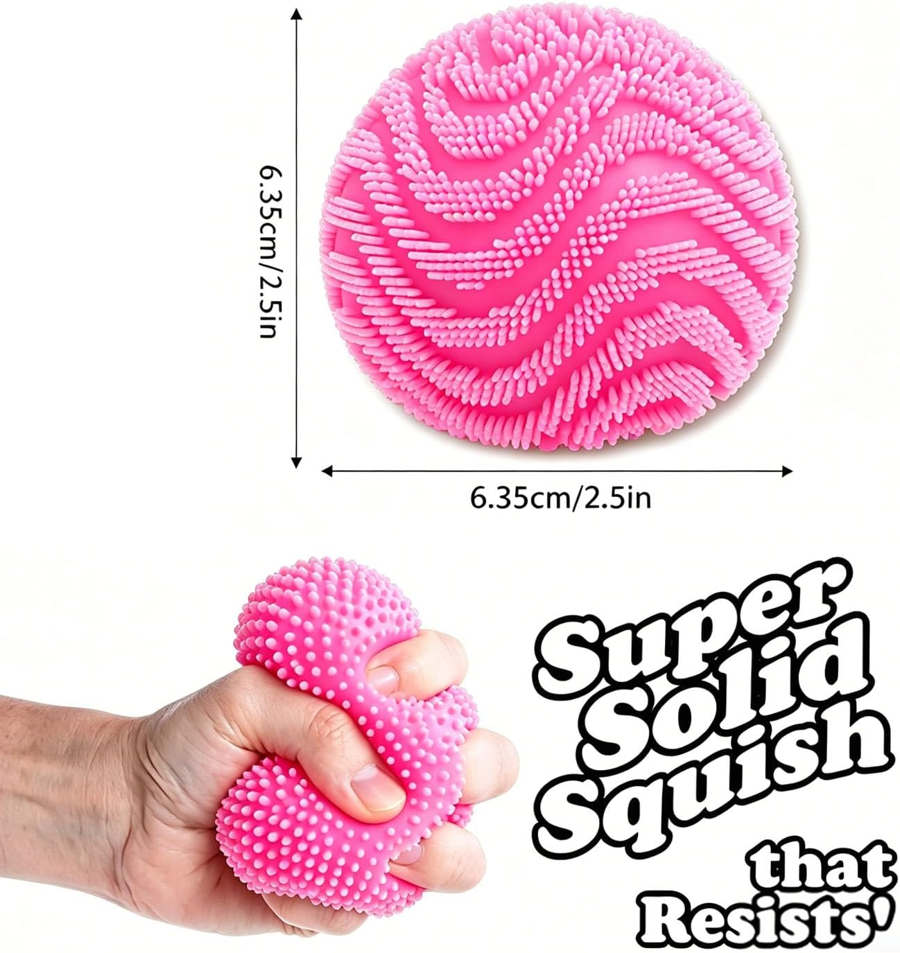Fuzz Ball Squishy Stress Ball – Soft Fidget Squeeze Ball for Focus & Stress Relief (Pink)