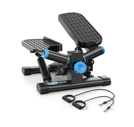 Twist Mini Stepper Exercise Machine with Resistance Bands, Hydraulic Stair Stepper with LCD Monitor, 350 lb Capacity for Home Workout