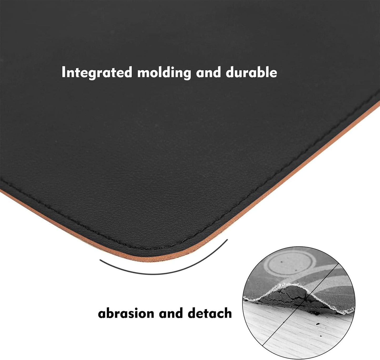 Double-Sided PU Leather & Cork Mouse Pad with Coaster – Reversible, Non-Slip, Stitched Edges for Office & Home, 8X11 Inches,(Black)