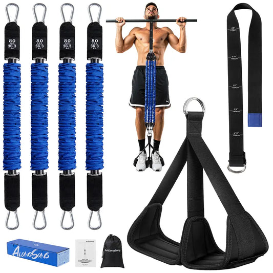 Pull Up Assist Bands Set with Adjustable Strap and Wide Footplate 80–320 lb Resistance for Strength Training Home Gym