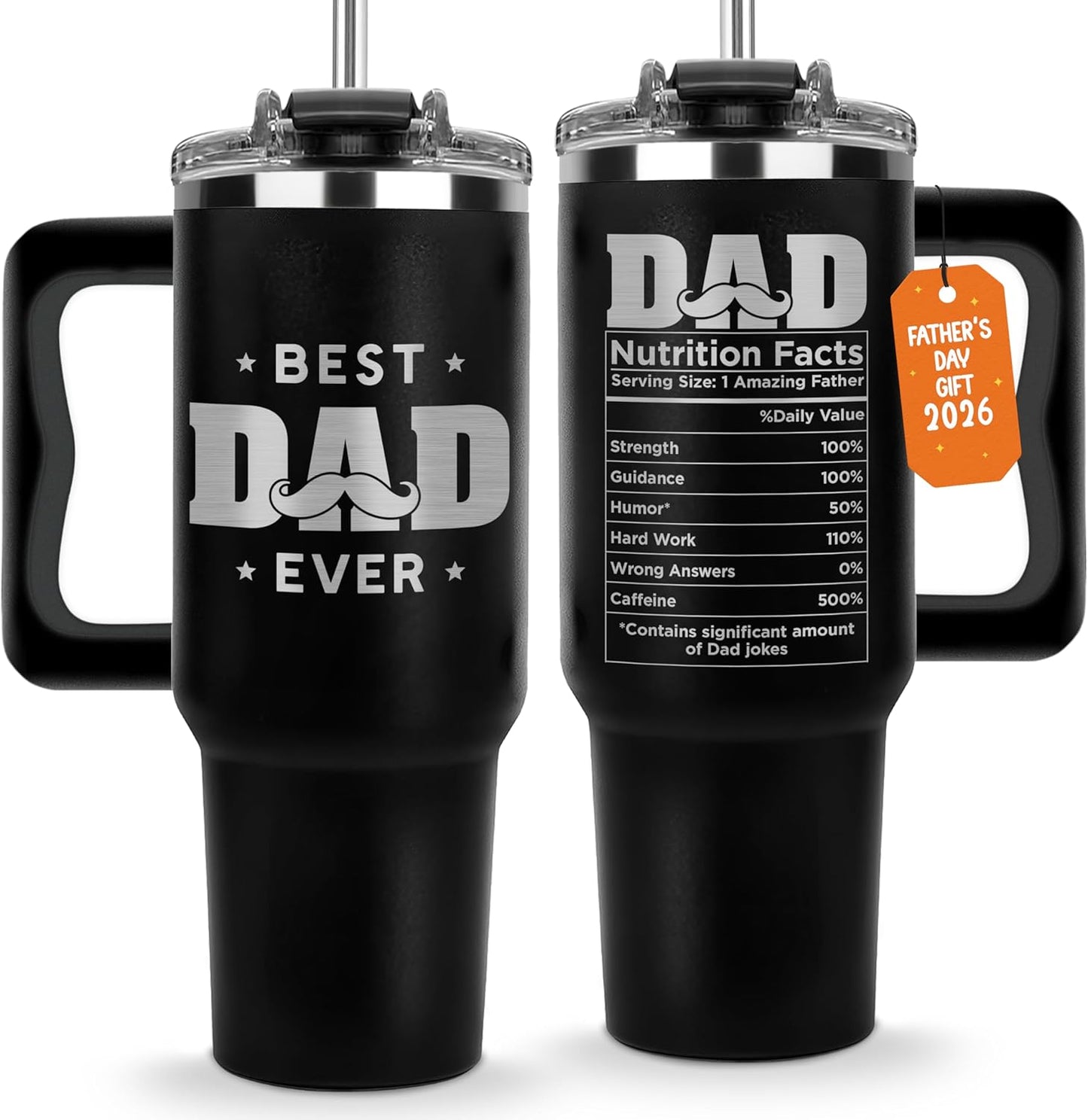 Fathers Day Gift for Dad, Best Dad Ever Tumbler 40Oz, Father Day Gifts from Son Kids and Daughter, Best Daddy Ever Coffee Travel Mug Cup, Gift Presents Ideas for Daddy, Papa Travel Mug