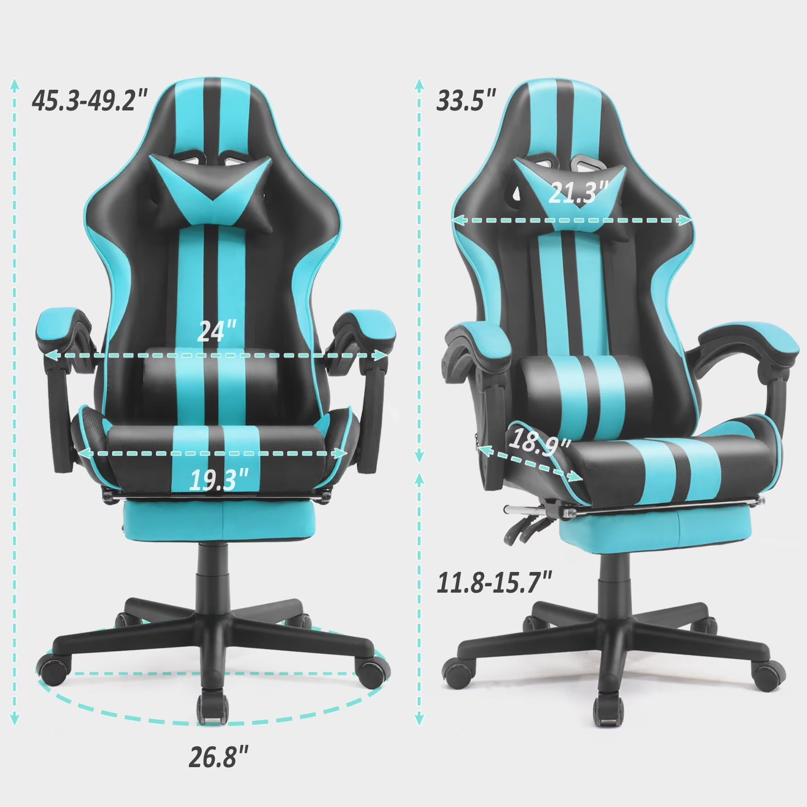 Gaming Chair Office Chair with Footrest, Ergonomic Massage Chair with Lumbar Pillow, Headrest for Adults Teens, Blue