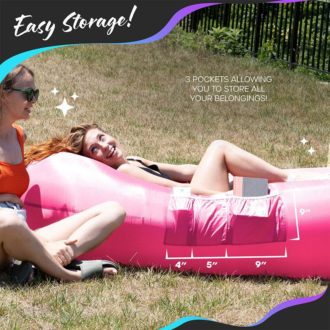 Nevlers Inflatable Air Lounger Sofa Chair Bed with Carry Bag and Pockets Waterproof 210T Polyester Outdoor Travel Use