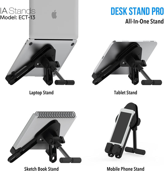 Adjustable Portable Laptop Stand for Desk, Foldable Multi-Device Holder for Laptop, Tablet, and Smartphone