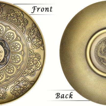 Lotus Flower Metal Incense Holder in Brass Color with Ash Catcher