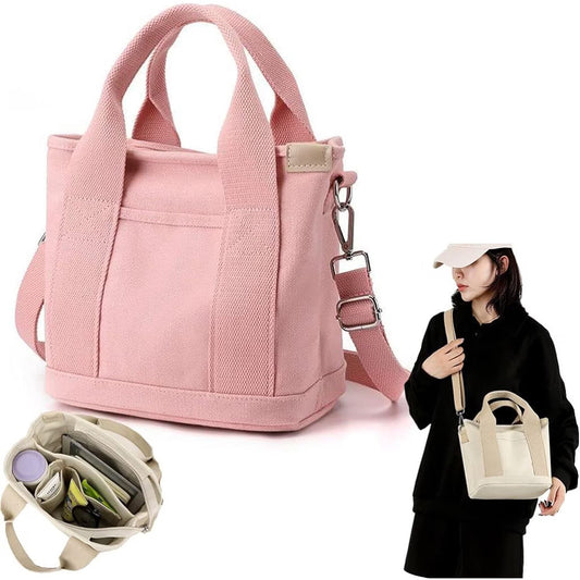 New Large Capacity Multi-Pocket Handbag Women'S Canvas Tote Purses Crossbody Bag Vintage Tote Bags for School