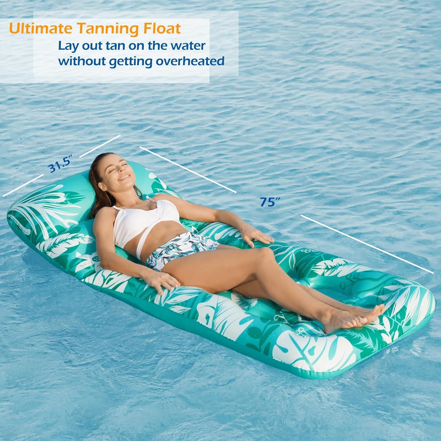 Inflatable Pool Float Adult - Pool Floaties Lounger Floats Floating Chair Raft with Adjustable Backrest Cup Holders Water Floaty Lake Lounge Tanning Floats Beach Party Toys for Adults