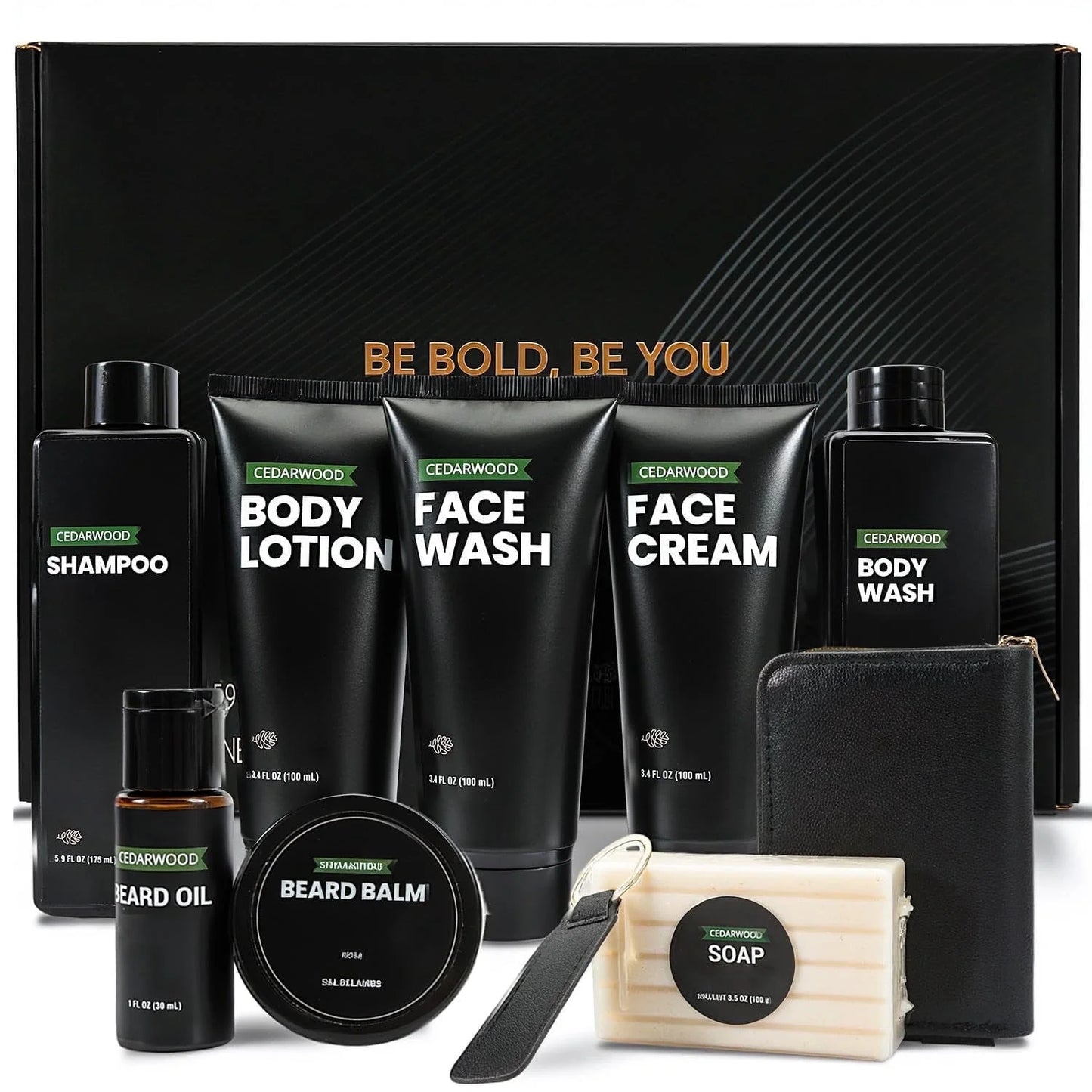 Men'S Spa Gift Set, 10Pcs Cedar Beard Grooming Kit for Him Dad Valentines Day Birthday Anniversary Gifts