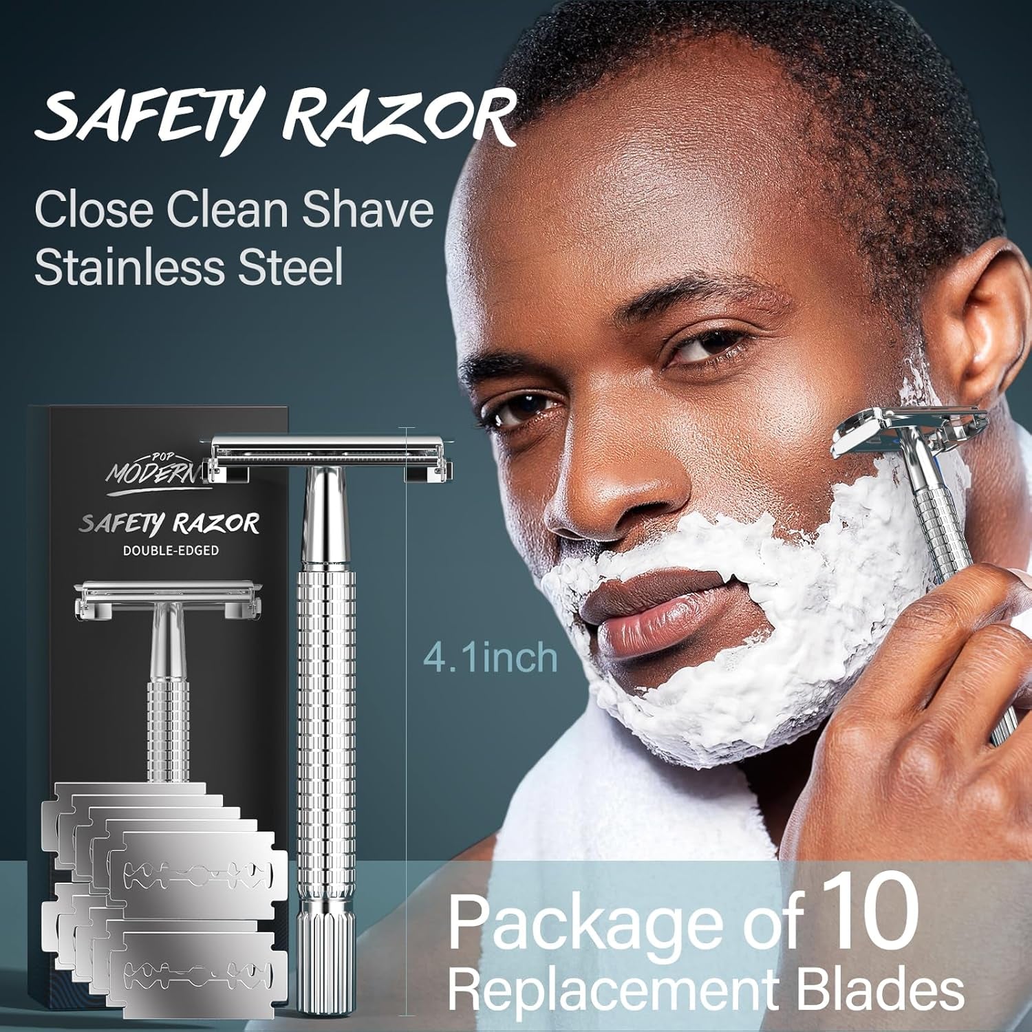 8Pcs Shaving Kit for Men Gift Basket for Christmas Birthday Father'S Day Includes Pre-Shave Oil Shaving Cream after Shave Cream 10Pcs Razor Blades Safety Razor Shaving Bowl Shaving Brush Beard Bib