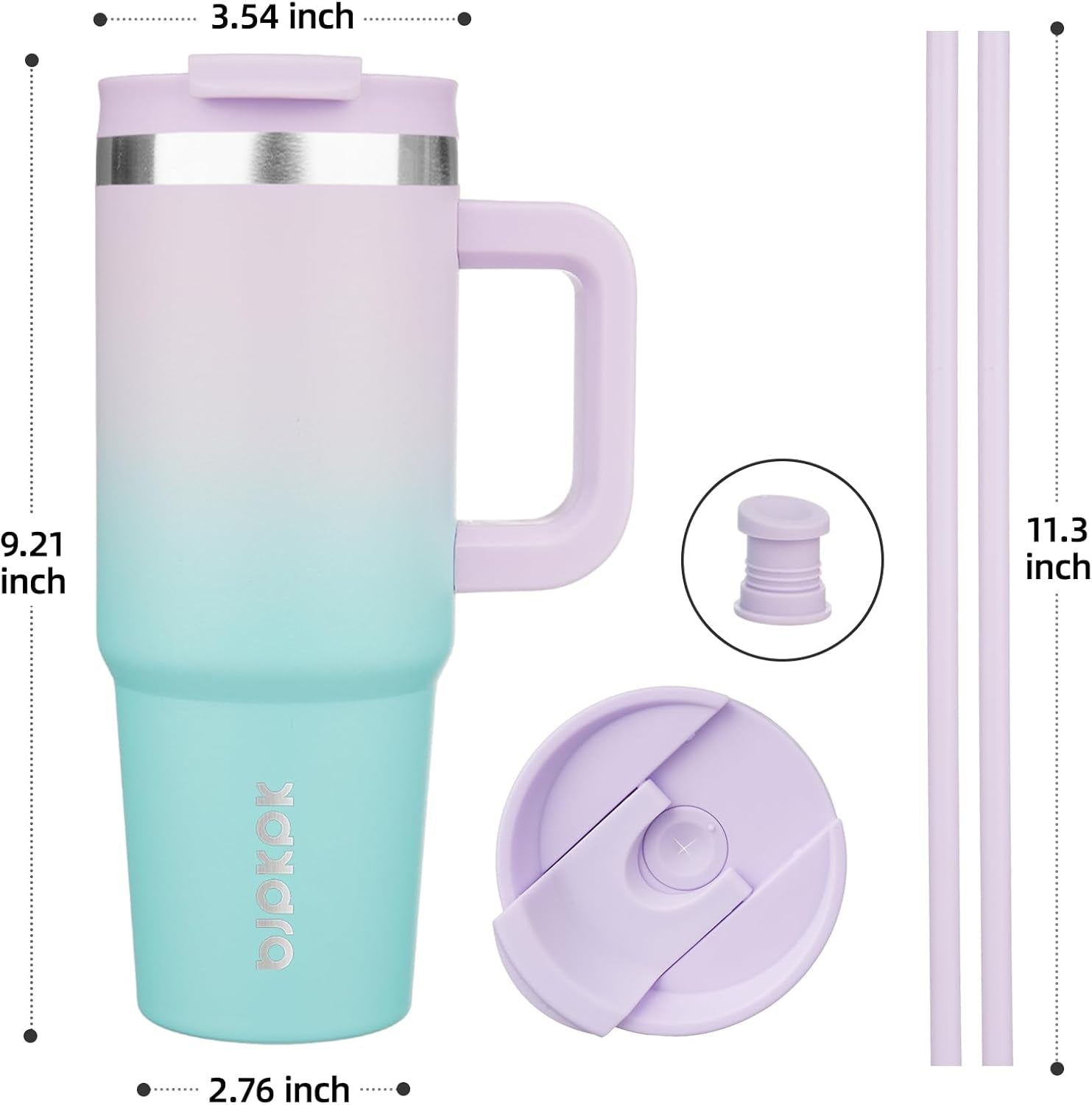 Tumbler with Handle 30 Oz Stainless Steel Insulated Tumbler with Lid and Straw for Water or Ice Coffee,Lavender Green
