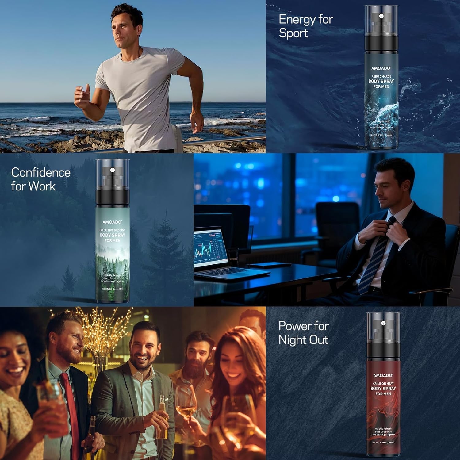 Men’S Body Spray Set – Body Spray for Men,Deodorizing Body Mist Refreshing Spray, Aluminum-Free Cologne for Him, Oriental & Woody Scents,Each 3.4 Fl Oz