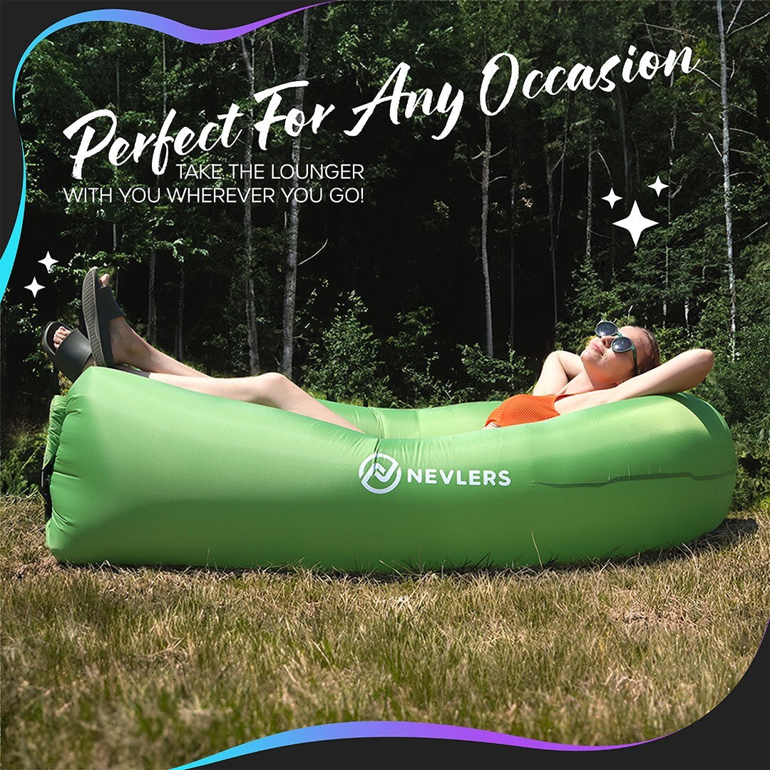 Nevlers Inflatable Air Lounger Sofa Chair Bed with Carry Bag and Pockets Waterproof 210T Polyester Outdoor Travel Use