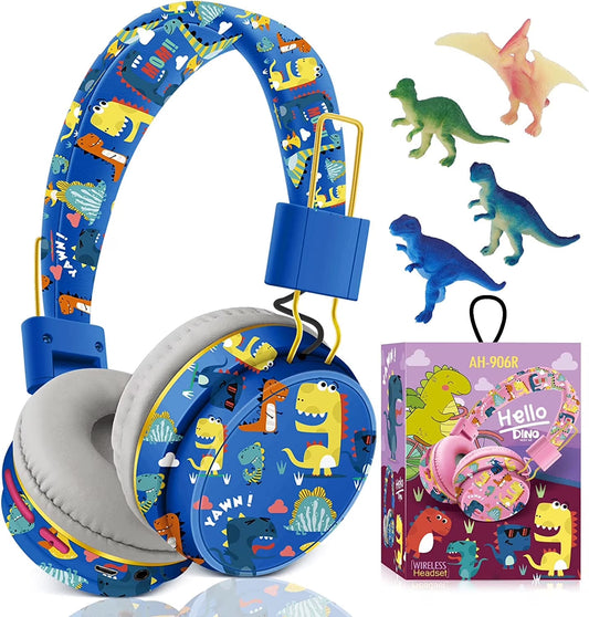 Qearfun Dinosaur Headphones for Boys Kids for School, Kids Bluetooth Headphones with Microphone & 3.5Mm Jack, Teens Toddlers Wireless Headphones with Adjustable Headband for Tablet/Pc