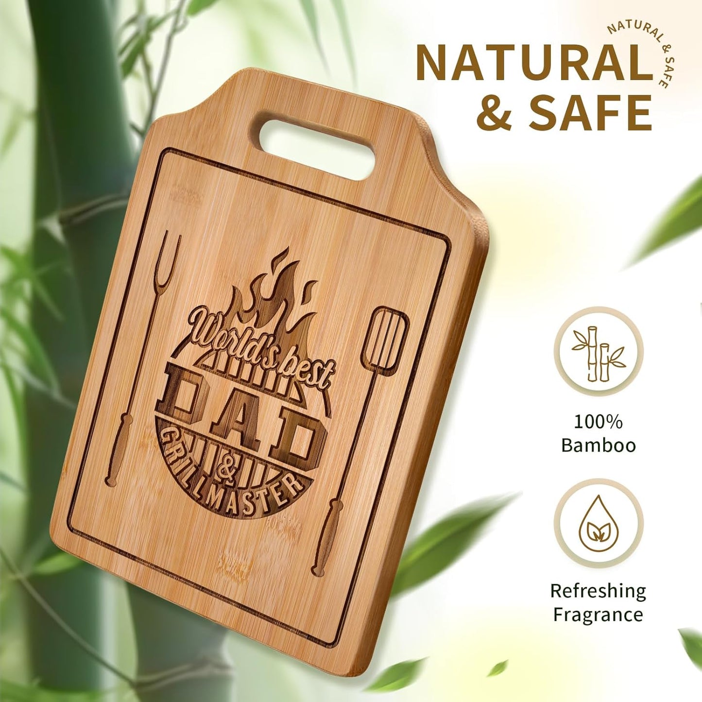 Fathers Day Gift for Dad Gifts from Husband Daughter Son, Dad Birthday Gift from Daughter Who Wants Nothing - Engraved Bamboo Cutting Board 12.3"L X 8.7"W X 0.4"Th