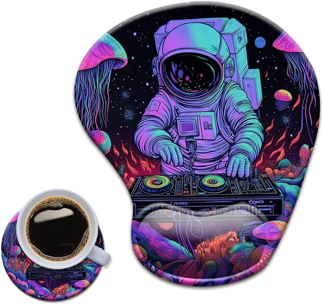 Gel Wrist Rest Mouse Pad-Ergonomic Office Mousepad with Wrist Support-Non-Slip,Design Desk Accessories Mat for Home&Game Decor Cool Astronaut