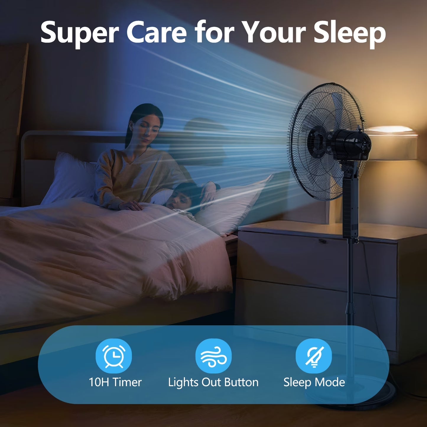 18" Oscillating Pedestal Fan with Remote and Timer, Adjustable High-Velocity Quiet Electric Standing up Fan for Home and Bedroom, Black